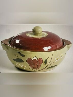 Stangl Pottery 'Magnolia' Individual Casserole & Lid Set Mid Century Modern